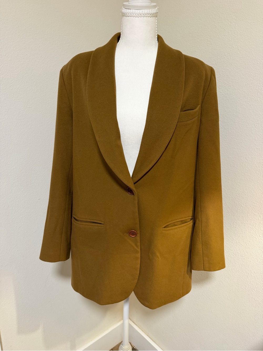 Anne Klein Wool Cashmere Vintage Jacket Collar Blazer Coat 🧥 Camel Brown Flaw